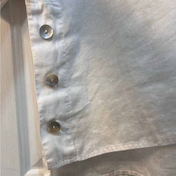 J. Jill Love Linen 100% Linen Tunic Blouse Size XL Petite Cottage Nautical Beach - Picture 4 of 10